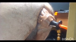 Deep dildo anal play wishing for a fist