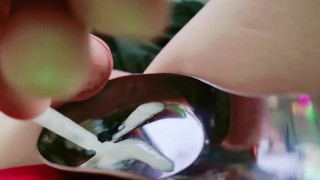 💦 CUMSHOT 💦 CUM 🫦Cumming in to Big Spoon lots eating Cum Eater 😍💦 Thick Cum Eating Sperm 🔥❤️
