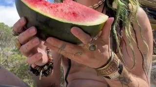Eating a Watermelon Naked