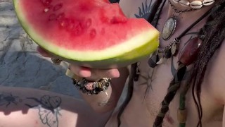 Eating a Watermelon Naked