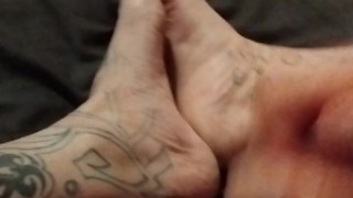 Pulling my cock with heavy ball stretcher