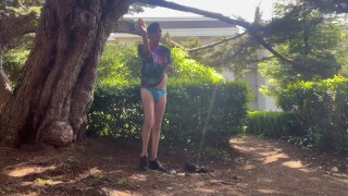 Stripping naked at apartment complex