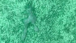 Close up stroke and cum shot onto my green cum rag