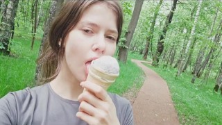 I eat ice cream in public