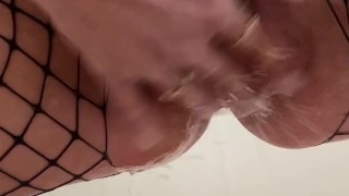 Squirting allover his cock