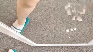 Dual Cock - jerking off in the mirror and came on my own reflection