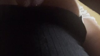 Sloppy blowjob underneath mouth full of cum