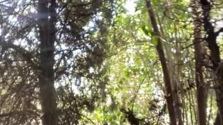 Cumming outside in park