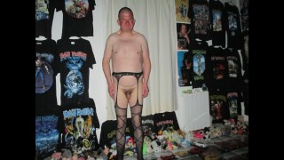 My body with sexy women's pantyhouse and one one testicle