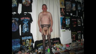 My body with sexy women's pantyhouse and one one testicle