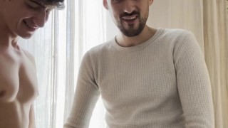 Daddy and twink suck and fuck bareback, huge uncut dicks