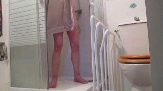 My body under the shower (7) with one testicle