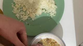Gay Cum on food
