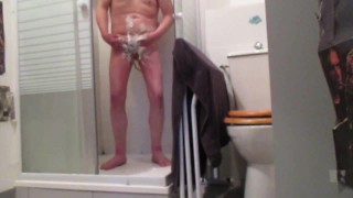 My body under the shower (8) with one testicle