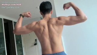 Toned Asian men fuck, hot gay muscle sex.