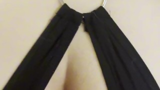 Asian babe first anal experience while using vibrator, double orgasm