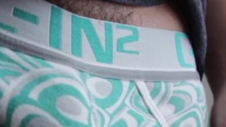 Asian guy trimming his pubic hair