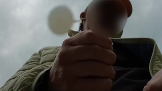 [Pov] Cumshot on eyes. Powerful orgasm with body shaking and convulsions in the open air