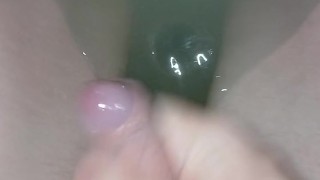 Straight teen masturbates his big uncut white dick in the bathroom