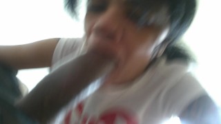 POV SUCKING BLACK COCK SPITTING SLOPPY TOPPY BLOWJOB