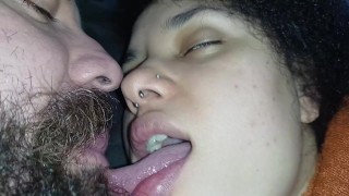 tongue kiss they lick each other they kiss with lust, sexual fetish of kissing,handjob 🫦😙😘💦😋🍌