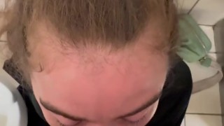 White slut blowjob in mall bathroom