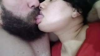 HOT AND EXCITED KISS, horny couple full of lust, kissing and moaning