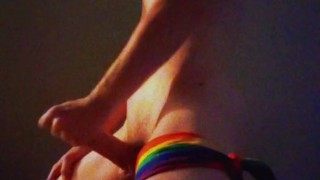 Masked Goth Boy Moans and Jerks His Thick Cock Until He Cums for Pride Month