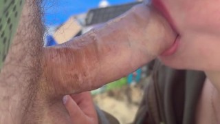 Juicy deep blowjob close-up