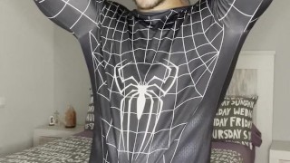 My BIG COCK cums with NO TOUCH🔥Spiderman Suit