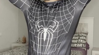 My BIG COCK cums with NO TOUCH🔥Spiderman Suit