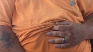 Bear Chub slapping balls at work