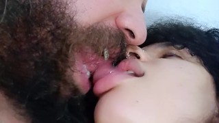 naughty kiss, kiss fetish, tongue with tongue, he loves her big mouth😙💦😵🤤😋🫦👩🏽‍❤️‍👨🏼🥛😘