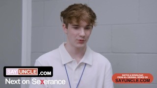 Gay Porn Parody ~ Severance ~ Sexerance Part 2 ~ Cute Twink Takes First Dick (Free Full SFW)