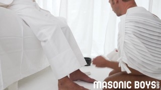 MasonicBoys - Two hot suited DILFs raw fuck and use Cameron Basinger