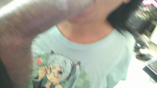 SHE LOOKS TO THE SIDE AT THE OTHER COUPLE POV FACE BLOWJOB