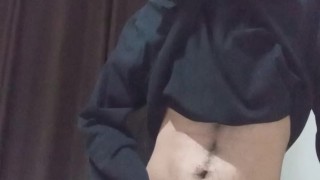 Femboy slapping his hard cock