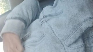 Jacking off Extremely public parking lot 💦🥵