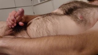 Getting off on the thought of an audience - vocal and moaning cum on my hairy chest