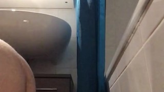 Enjoying my dildo in the bathroom