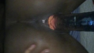 Try Not to Cum: Bouncing my ass while I ride my big dildo