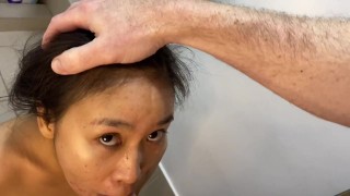 Asian schoolgirl August River hard blowjob