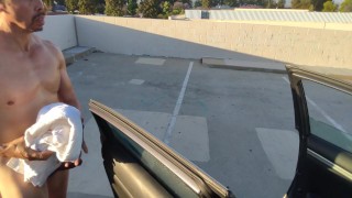 Horney after workout, jerk in parking lot of gym (rainbow in background at 2:35)