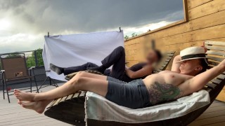 One hand on my cock, one eye on the street... risky fun 😈 Full video on profile