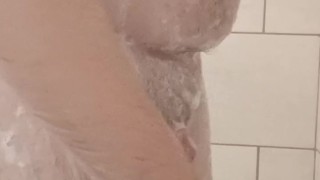 Chubby Cleans His Hole In The Shower