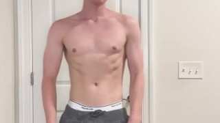 Hung Twunk Reveals Huge Dick Under Gray Sweatpants