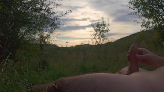 Lazy jerk off in nature to the sunset. 4K Iamhornybobo