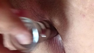 Preparing to get penetrate by using my glass toy