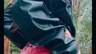 Girl masturbates alone in the forest thinking no one is watching