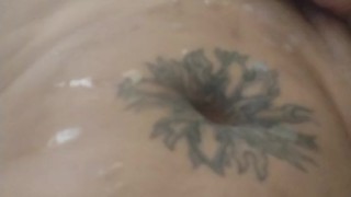 Tattoo Freak Rub His Own Cock On His Tight Asshole and Fucks Himself Then Pulls Out and Squirts